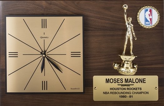 1980-81 NBA Rebounding Champion Award Presented To Moses Malone (Malone LOA)